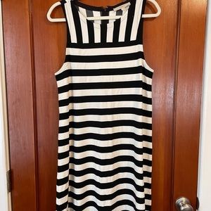 Loft Sleeveless Black and White Stripe Sun Dress